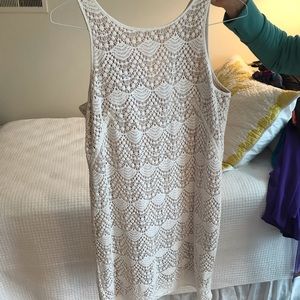 Loft white lace summer shift dress